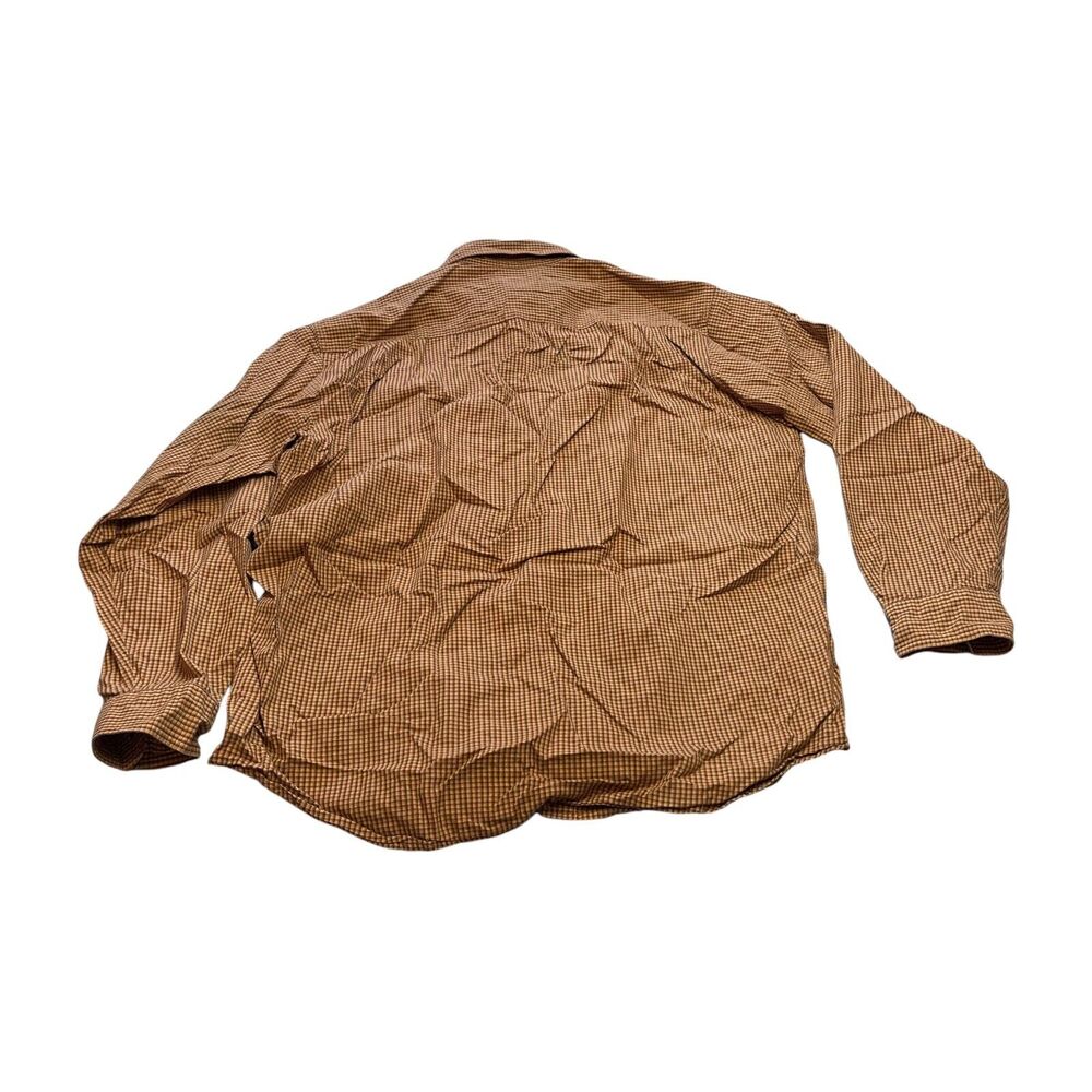 Columbia Shirt Men's Large Yellow Brown Mini Gingham Cotton Classic Button-Down - Picture 3 of 7